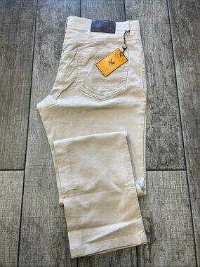 Enzo Tovare Men's Straight Stretch Jeans Lenin Blend in Light Beige - NWT